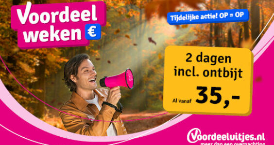 Afbeelding voor Profiteer extra tijdens de Voordeelweken van Voordeeluitjes.nl!